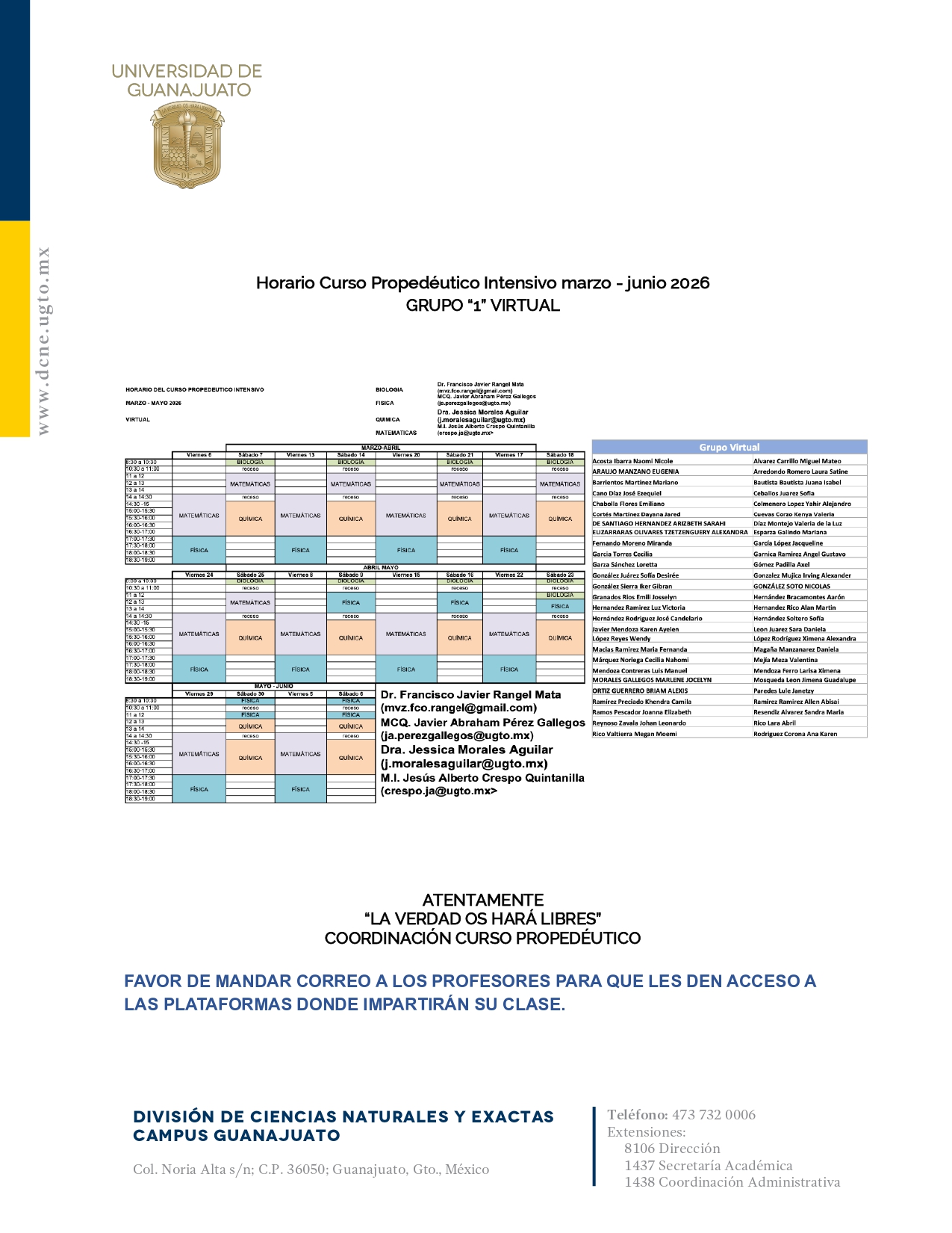horario intensivo marzo 2026 1