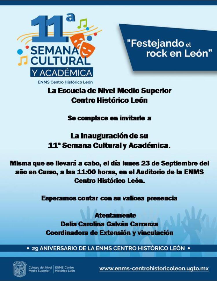 Invitacion a semana cultural 2019 ENMSLCH