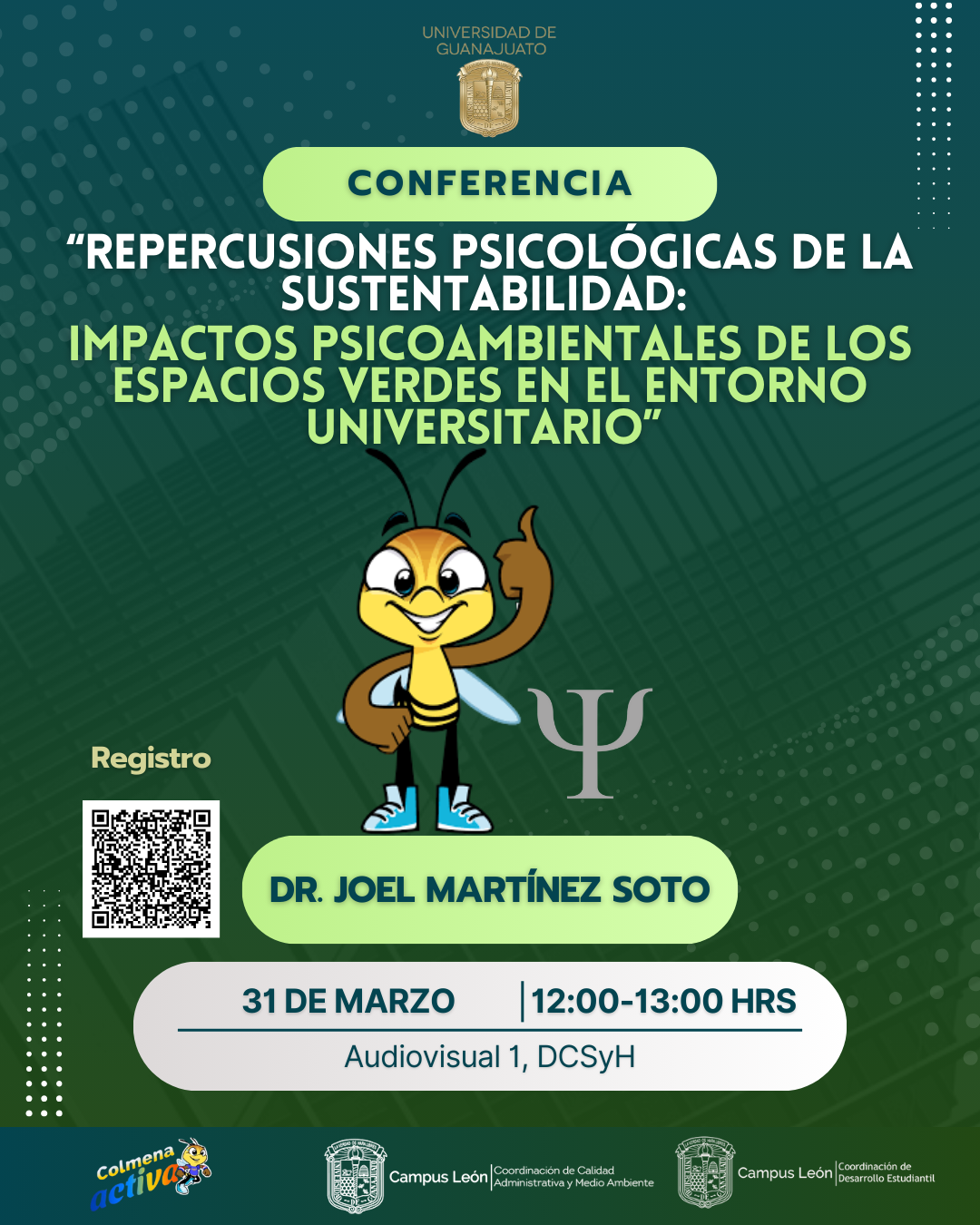 Conferencia Repercusiones psicolgicas de la sustentabilidad impactos psicoambientales de los espacios verdes en el entorno universitario