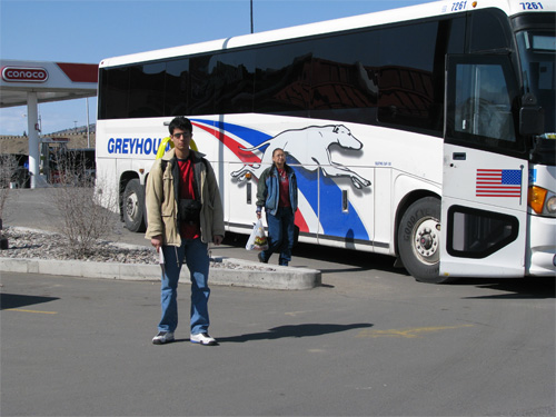 Viajando en GreyHound.