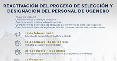 Reactivan proceso de designación del personal de UGénero