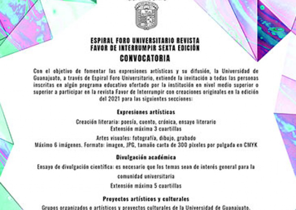 UG invita a su comunidad a participar en la sexta edición de la revista “Favor de interrumpir” 