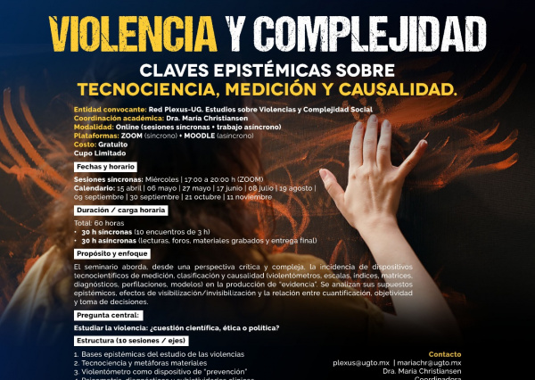 ¿Cuestión científica, ética o política?, Red Plexus UG convoca a su seminario permanente en 2026 sobre violencia y complejidad