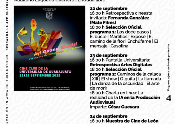 El séptimo arte será el protagonista de la Agenda Cultura UG