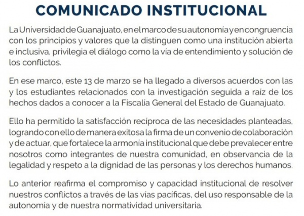 Comunicado Institucional UG