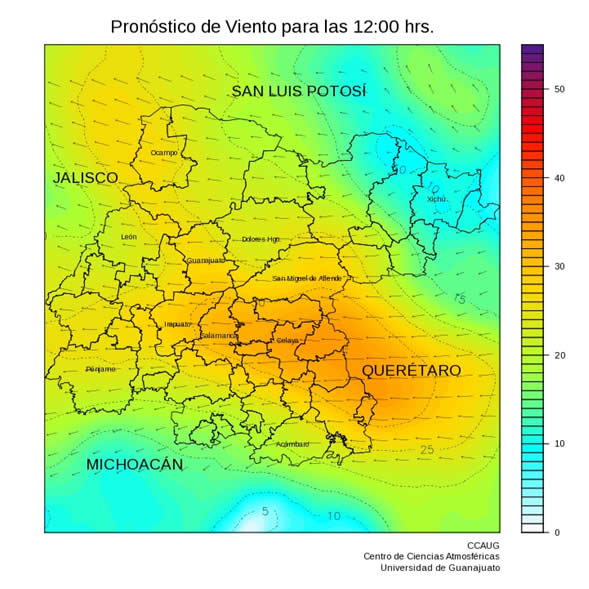 Estado del tiempo para el Estado de Guanajuato